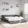 vidaXL Lit de jour avec gigogne et tiroirs gris foncé 90x190 cm tissu 3197473