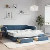 vidaXL Lit de jour avec gigogne et tiroirs bleu 100x200 cm velours