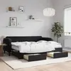 vidaXL Lit de jour avec gigogne et tiroirs noir 80x200 cm velours