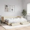 vidaXL Lit de jour avec gigogne et tiroirs crème 80x200 cm tissu 3196631