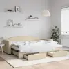 vidaXL Lit de jour avec gigogne et tiroirs crème 90x200 cm tissu