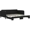vidaXL Lit de jour avec lit gigogne noir 100x200 cm tissu
