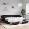 vidaXL Lit de jour avec gigogne et tiroirs sans matelas noir 80x200 cm