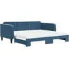 vidaXL Lit de jour avec lit gigogne et matelas bleu 100x200 cm velours
