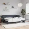 vidaXL Lit de jour avec gigogne et matelas gris foncé 90x190cm velours