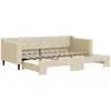 vidaXL Vidaxl Lit De Jour Avec Gigogne Sans Matelas Crème 80x200 Cm