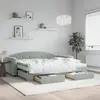 vidaXL Lit de jour avec gigogne et tiroirs gris clair 90x200cm velours