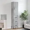 vidaXL Buffet haut Gris béton 34,5x34x180 cm Bois d'ingénierie