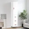 vidaXL Buffet haut Blanc brillant 34,5x34x180 cm Bois d'ingénierie