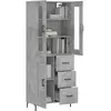 vidaXL Buffet haut Gris béton 69,5x34x180 cm Bois d'ingénierie