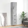 vidaXL Buffet haut Gris béton 34,5x34x180 cm Bois d'ingénierie