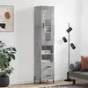 vidaXL Buffet haut Gris béton 34,5x34x180 cm Bois d'ingénierie