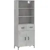 vidaXL Buffet haut Gris béton 69,5x34x180 cm Bois d'ingénierie