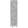 vidaXL Buffet haut Gris béton 34,5x34x180 cm Bois d'ingénierie