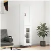 vidaXL Buffet haut Blanc brillant 34,5x34x180 cm Bois d'ingénierie