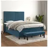 vidaXL Sommier à lattes de lit et matelas Bleu foncé 140x190cm Velours