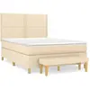 vidaXL Sommier à lattes de lit avec matelas Crème 140x200 cm Tissu