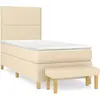 vidaXL Sommier à lattes de lit avec matelas Crème 90x200 cm Tissu