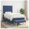 vidaXL Sommier à lattes de lit avec matelas Bleu 90x200 cm Tissu
