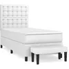vidaXL Sommier à lattes de lit avec matelas Blanc 90x200 cm Similicuir
