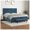 vidaXL Sommier à lattes de lit et matelas Bleu foncé 160x200cm Velours