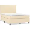 vidaXL Sommier à lattes de lit avec matelas Crème 140x200 cm Tissu