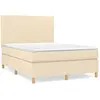 vidaXL Sommier à lattes de lit avec matelas Crème 140x200 cm Tissu