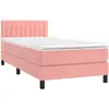 vidaXL Sommier à lattes de lit avec matelas Rose 100x200 cm Velours