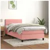 vidaXL Sommier à lattes de lit avec matelas Rose 100x200 cm Velours