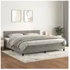 vidaXL Sommier à lattes de lit et matelas Gris clair 200x200cm Velours