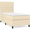 vidaXL Sommier à lattes de lit avec matelas Crème 90x200 cm Tissu