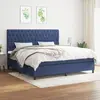 vidaXL Sommier à lattes de lit avec matelas Bleu 200x200 cm Tissu