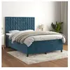 vidaXL Sommier à lattes de lit et matelas Bleu foncé 140x200cm Velours