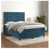 vidaXL Sommier à lattes de lit et matelas Bleu foncé 140x190cm Velours