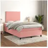 vidaXL Sommier à lattes de lit avec matelas Rose 120x200 cm Velours