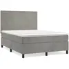 vidaXL Sommier à lattes de lit et matelas Gris clair 140x190cm Velours