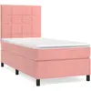 vidaXL Sommier à lattes de lit avec matelas Rose 90x200 cm Velours