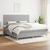 vidaXL Lit à sommier tapissier avec matelas Gris clair 200x200cm Tissu