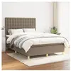 vidaXL Sommier à lattes de lit avec matelas Taupe 140x200 cm Tissu