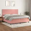 vidaXL Sommier à lattes de lit avec matelas Rose 200x200 cm Velours