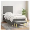 vidaXL Sommier à lattes de lit avec matelas Gris foncé 100x200cm Tissu