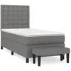 vidaXL Sommier à lattes de lit avec matelas Gris foncé 90x200 cm Tissu