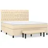 vidaXL Sommier à lattes de lit avec matelas Crème 180x200 cm Tissu