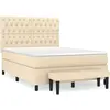 vidaXL Lit à sommier tapissier avec matelas Crème 140x200 cm Tissu