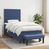 vidaXL Sommier à lattes de lit avec matelas Bleu 90x200 cm Tissu