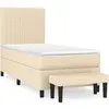 vidaXL Sommier à lattes de lit avec matelas Crème 90x200 cm Tissu