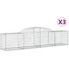 vidaXL Paniers à gabions arqués 3 pcs 300x50x60/80 cm fer galvanisé