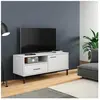 vidaXL Meuble TV avec pieds en métal Blanc Bois de pin massif OSLO