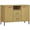 vidaXL Buffet avec pieds en métal Marron 113x40x77 cm Bois massif OSLO