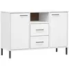 vidaXL Buffet avec pieds en métal Blanc 113x40x77 cm Bois massif OSLO